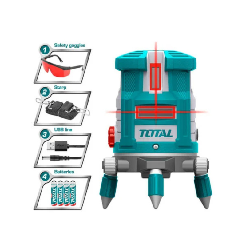 ميزان ليزر 5 خط احمر توتال TLL306505